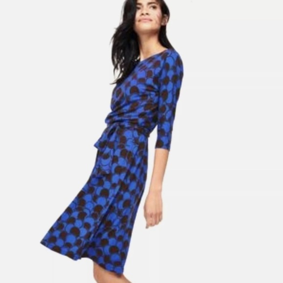 Boden Dresses & Skirts - Boden Erica Navy Blue Jersey Dress with Belt Knee Length Geometric Size 4
